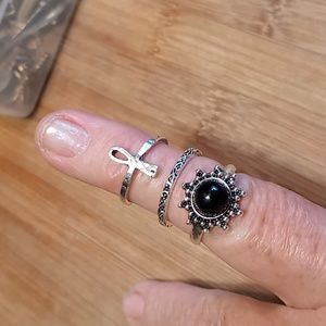 3 silver tone rings